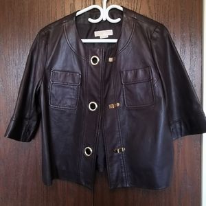 Michael Kors Cropped Genuine Leather Jacket